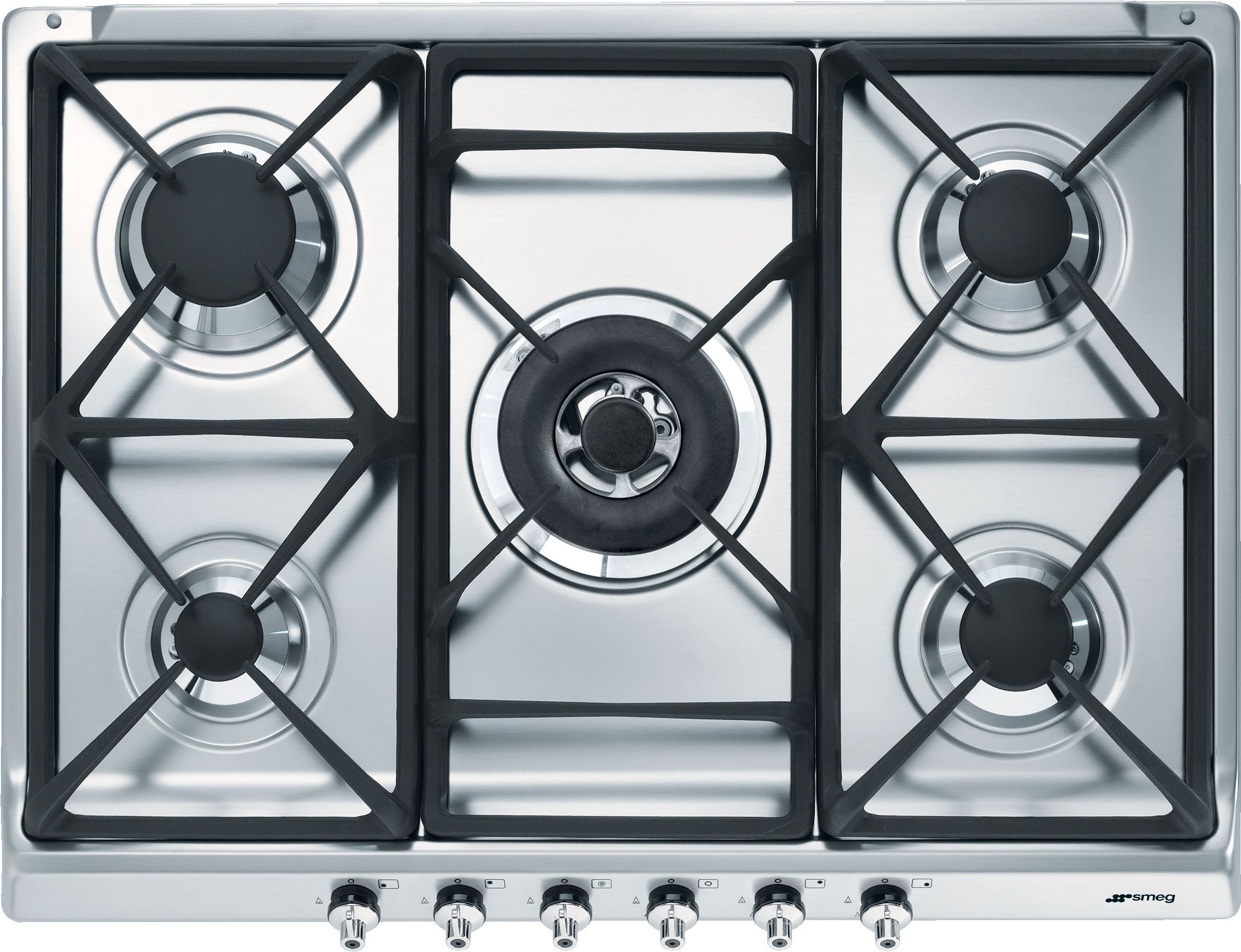 Smeg 5 Burner Gas Hob - Stainless Steel - 68.5cm Width