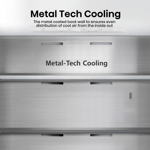 Hisense American Fridge Freezer - Black Stainless Steel - Annotation - Metal tech cooling shot