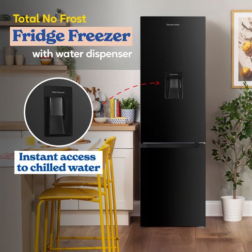 Russell Hobbs RH181TNF552E1BWD 181cm 60/40 Frost Free Fridge Freezer - Black - Annotation - instant chilled water shot