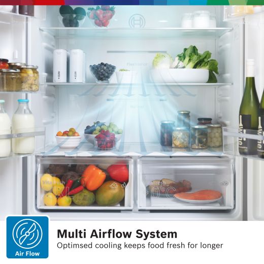 Bosch Series 4 American Fridge Freezer - Stainless Steel Effect - Annotation - Multi Airflow System