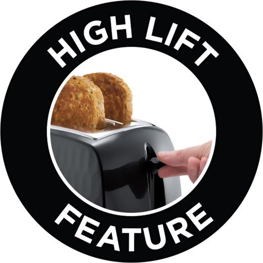 Russell Hobbs Honeycomb 26061 2 Slice Toaster - Black - Annotation - High lift shot