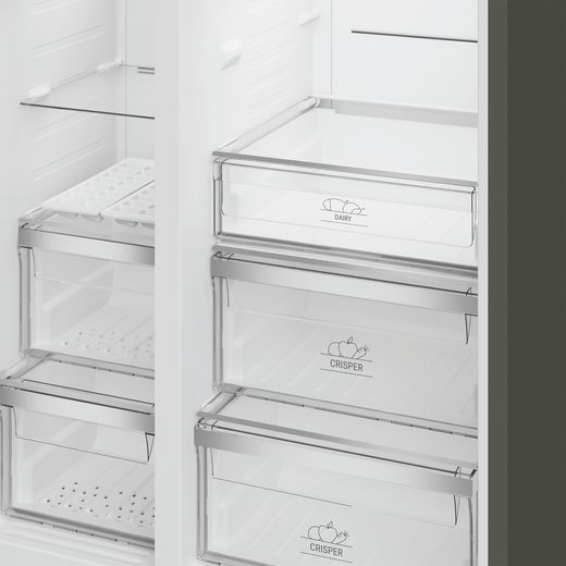 Hotpoint American Fridge Freezer with Water Dispenser - Silver - Internal shot