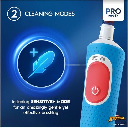 Oral-B Vitality PRO Kids Spider-Man Electric Toothbrush - Blue - Annotation - 2 cleaning modes