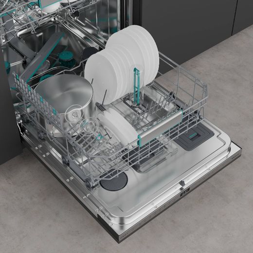 Hisense Integrated Standard Dishwasher - Black - Door open and racks out