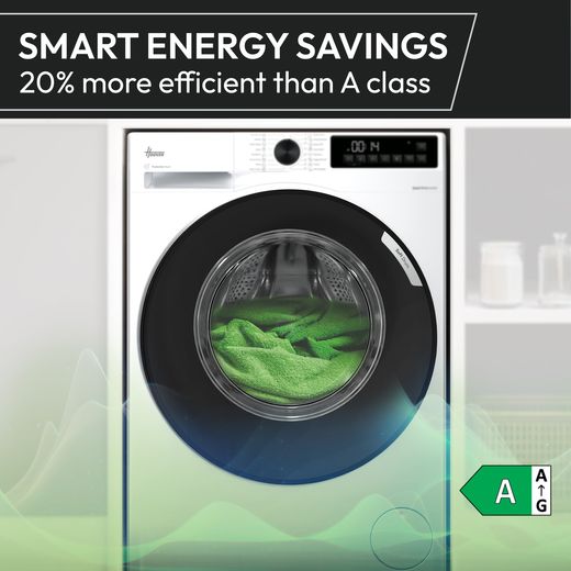 Hoover HBR 49SBL8-80 31020877 Washing Machine with 1400 rpm - White - Annotation - Smart energy savings