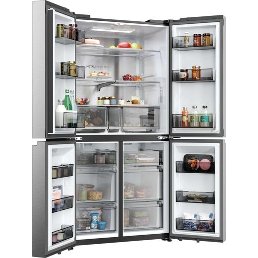 Haier American Fridge Freezer - Inox - right perspective with door open shot