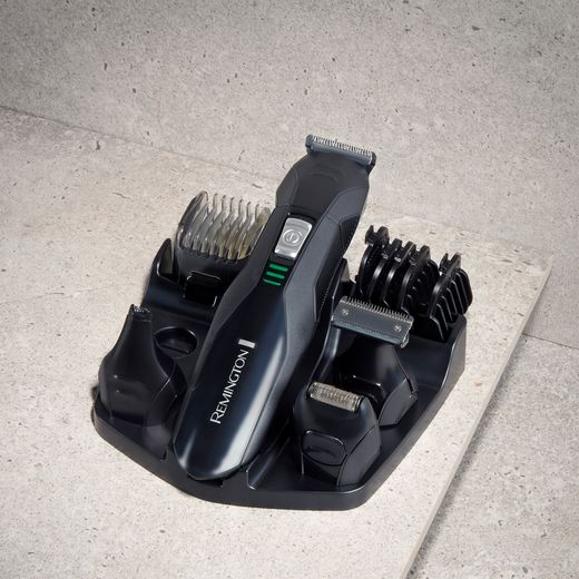 Remington PG6020 Multi Groomer - Black - Groomer on stand