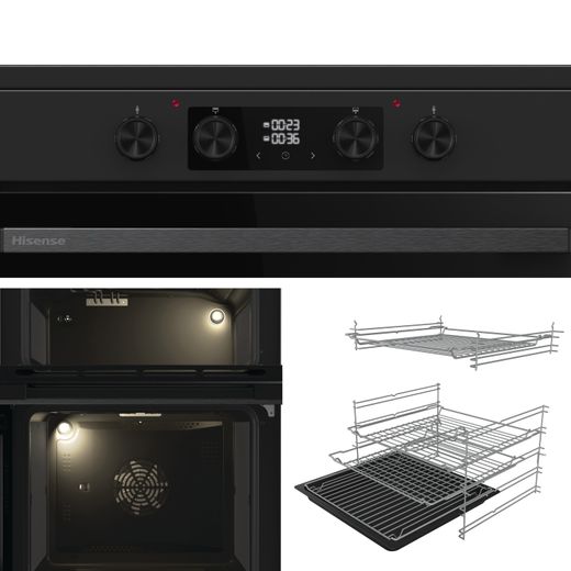 Hisense Hi6 Max HDCEIT6C20B 60cm Wide Double Oven Electric Cooker with Induction Hob - Jet Black - Multiple shots