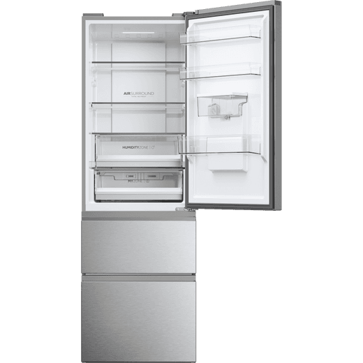 Haier 3D 60 Series 5 60/40 Total No Frost Fridge Freezer - Stainless Steel - Front with door open shot