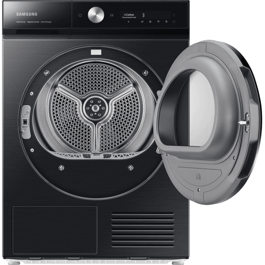 Samsung Series 8 DV90BB9445GB 9Kg Heat Pump Tumble Dryer - Black - Door open