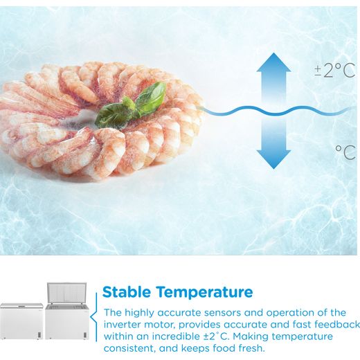 Midea MDRC345FZE01 Chest Freezer - White - Annotation - Stable temp shot