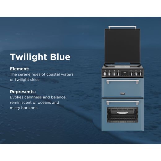 Stoves Richmond DX MRA 60Ei RTY 60cm Double Oven Electric Cooker with Induction Hob - Twilight Blue - Annotation - feature shot