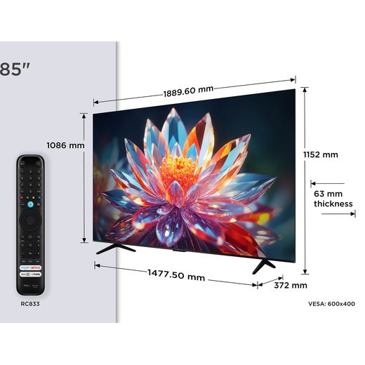 TCL T6C 85" 4K Ultra HD QLED Smart Fire TV - Annotation - Dimeson shot 