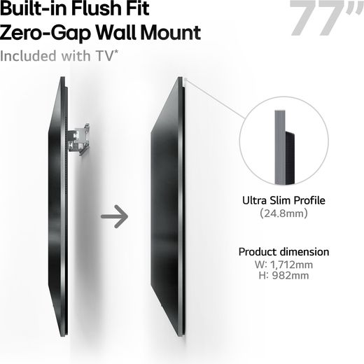 LG G54LW 77" 4K Ultra HD OLED Smart TV - DImensions