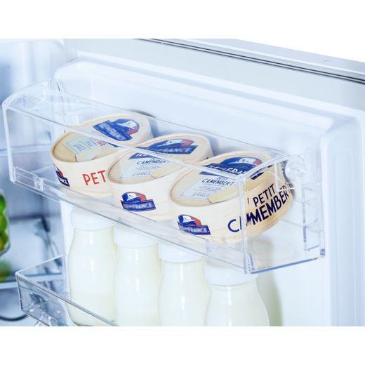 Hisense Integrated 50/50 Frost Free Fridge Freezer with Sliding Door Fixing Kit - White - Close up door shelf shot