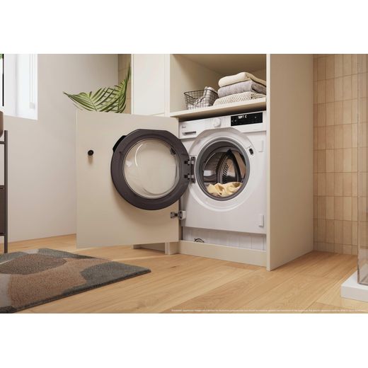 Hoover H-WASH&DRY 400 BH4S696M6D9-80 Wifi Connected Integrated 8Kg / 5Kg Washer Dryer with 1600 rpm - White - Washer dryer in utility room shot