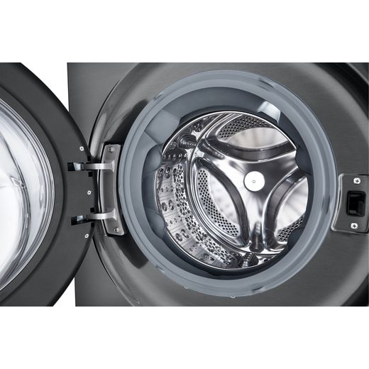 LG WashTower™ AI Direct Drive™ WT1210BBTN1 Wifi Connected 12Kg / 10Kg Heat Pump Washer Dryer with 1400 rpm - Platinum Black - close up inside drum shot