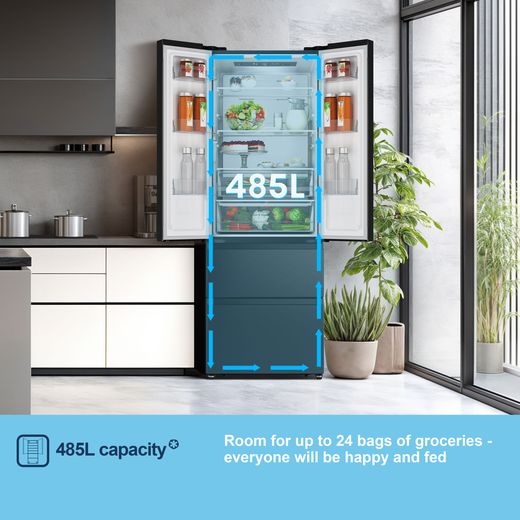 Fridgemaster American Fridge Freezer - Black - Annotation - Capacity shot