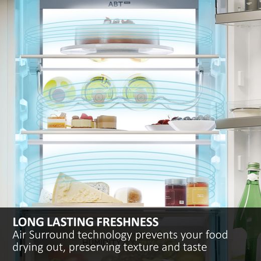 Haier Integrated 70/30 Total No Frost Fridge Freezer with Sliding Door Fixing Kit - White - Annotation - Air Surrount Technology