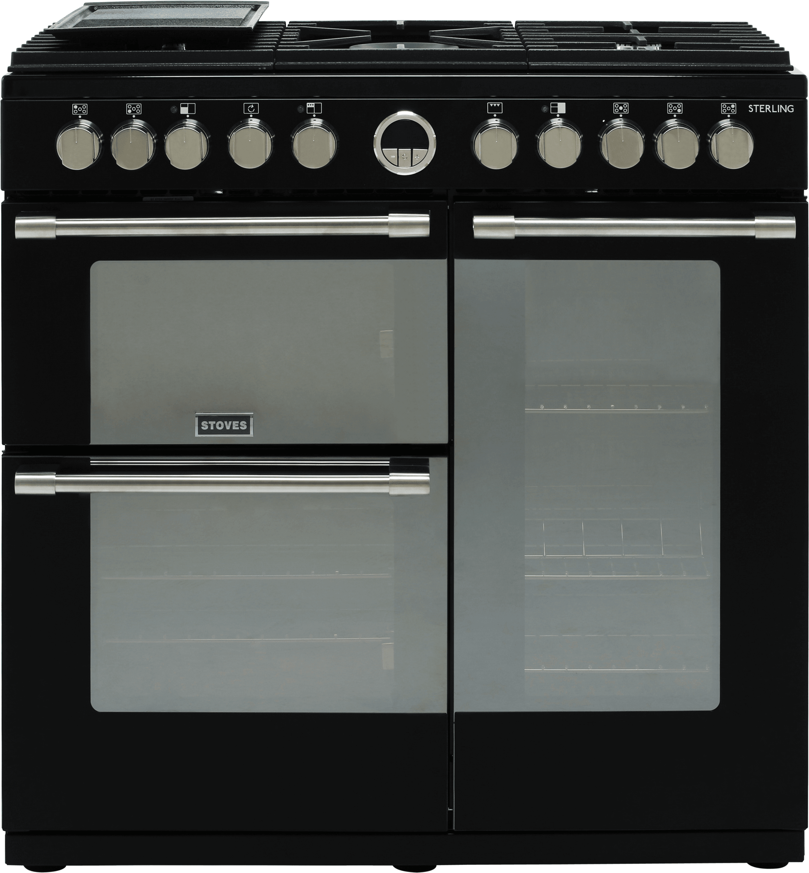 Stoves Sterling S900DF 90cm Dual Fuel Range Cooker - Black - A/A/A Rated, Black