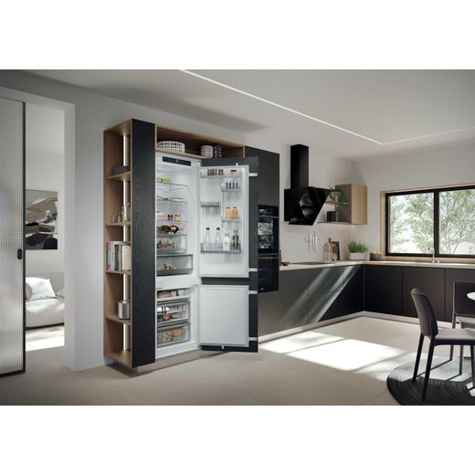 Haier Series 6 Integrated 70/30 Total No Frost Fridge Freezer with Sliding Door Fixing Kit - White - Fridge freezer in kitchen shot 