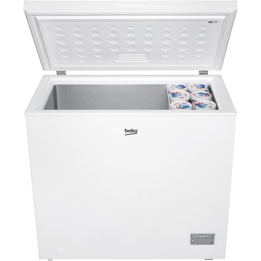Beko Chest Freezer - White - Front with lid open shot