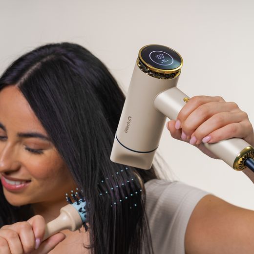 Gtech 1-13-004 Hair Dryer Oyster - Women drying hair shot 