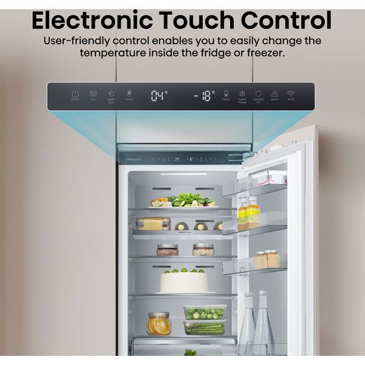 Hisense InvisibleFresh RB5B280SSWC Wifi Connected 193cm 60/40 Integrated Fridge Freezer with Fixed Door Fixing Kit - White - Annotation - Electronic touch control