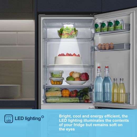 Fridgemaster MC55240ES 174cm 50/50 Fridge Freezer - Silver - Annotation - LED lighting