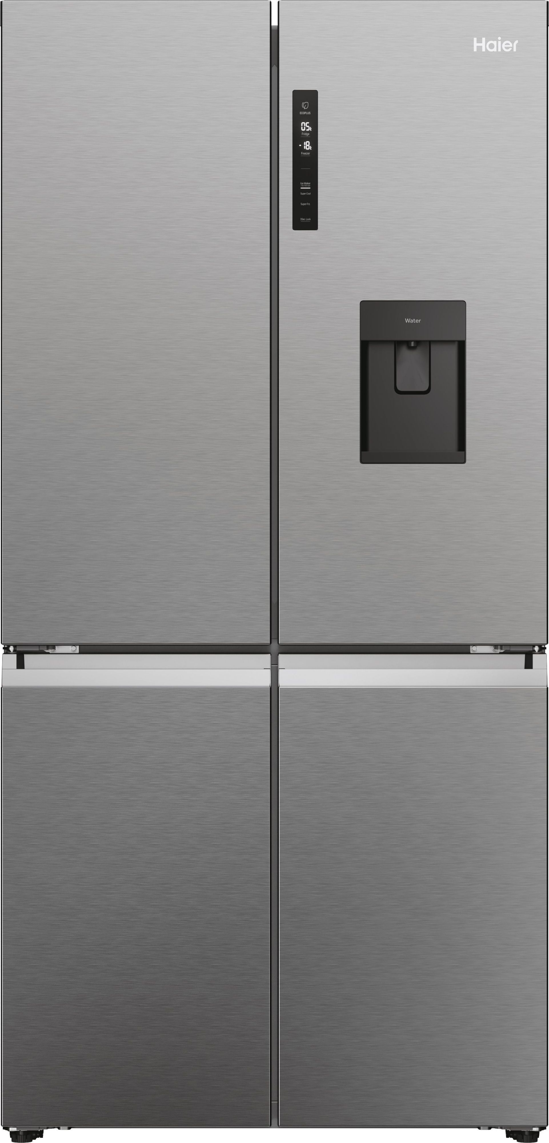 Haier Cube 90 Series 5 HCR5919EHMP Plumbed Total No Frost American Fridge Freezer - Platinum Silver - E Rated, Silver