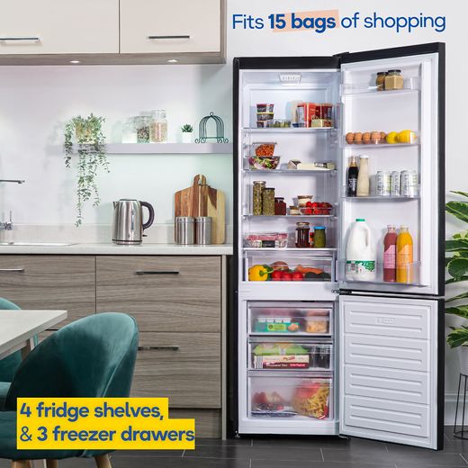Russell Hobbs RH180FF541E1B 70/30 Freestanding Fridge Freezer in Black - Annotation - 15 bags of shopping