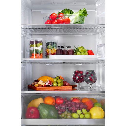 LG InstaView™ ThinQ™ 60/40 Total No Frost Fridge Freezer - Black Steel - Inside shot