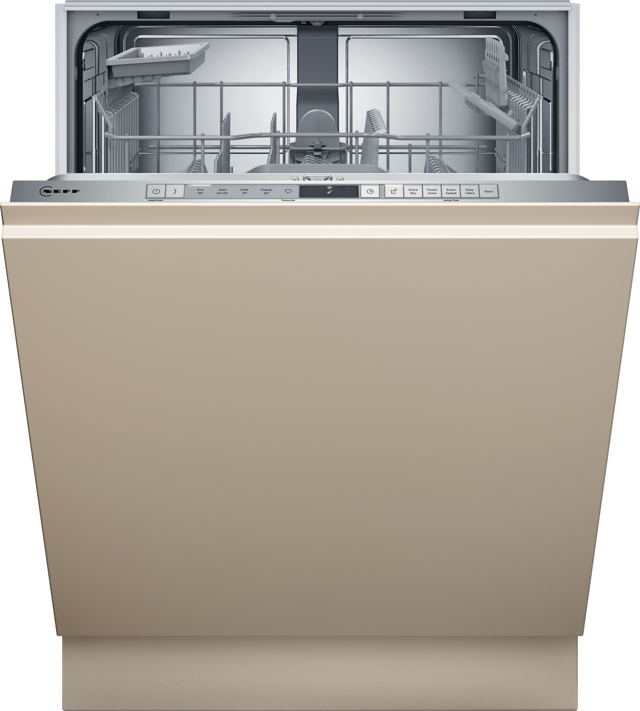 Image of NEFF N30 S153HTX02G Fully Integrated Full Size Dishwasher - Silver Control Panel with Fixed Door Hinge Kit - D Rated, Silver