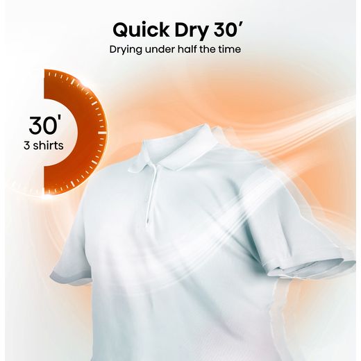Hisense DH1Q802BW2 8Kg Heat Pump Tumble Dryer - White - Annotation - Quick dry 30 shot