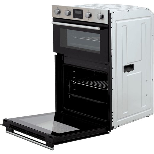 Hisense Built In Electric Double Oven and Ceramic Hob Pack - Stainless Steel / Black - Oven left perspective with door open shot