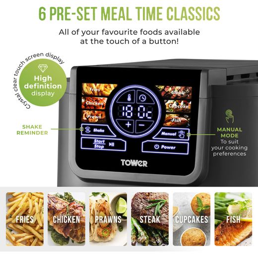 Tower AirX AI 5L T17166 Air Fryer - Grey - Annotation - Preset classics