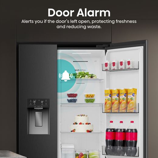 Hisense American Fridge Freezer - Black Stainless Steel - Annotation - Door alarm