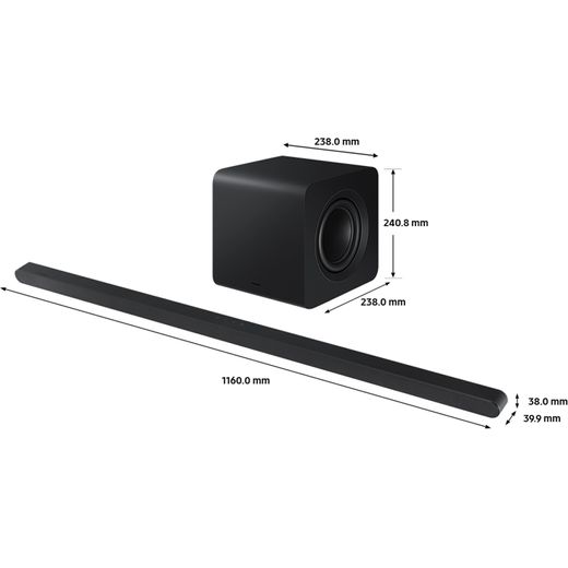 Samsung HW-S800D Bluetooth 3.1.2 Soundbar - Titan Black - Annotation - Dimension shot 