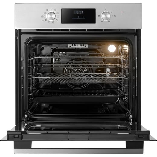 Midea Xpress Fry MBO65M90D2-SS Built In Electric Single Oven - Stainless Steel - Front with door open shot