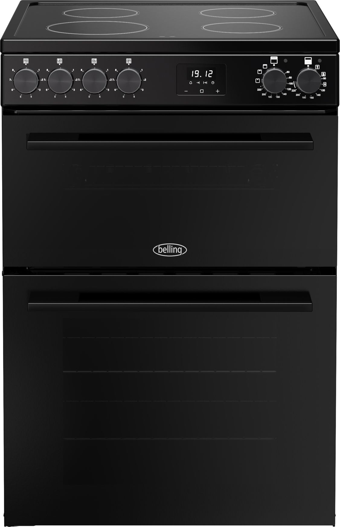 Image of Belling 60cm wide Double Oven BEL FSA VISION 60E Electric Cooker with Ceramic Hob - Black - A Rated, Black