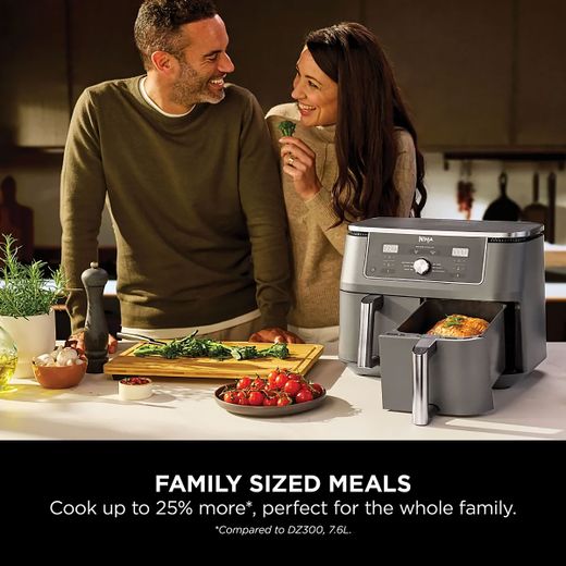 Ninja MAX 6-in-1 Dual Zone DZ400UK Air Fryer - Grey - Annotation - Family sized meals