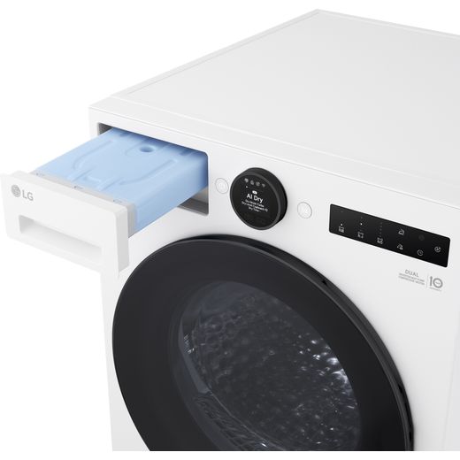 LG VX70 Series AI Dry RHX7010TWB Wifi Connected 10Kg Heat Pump Tumble Dryer - White - Detergent drawer open