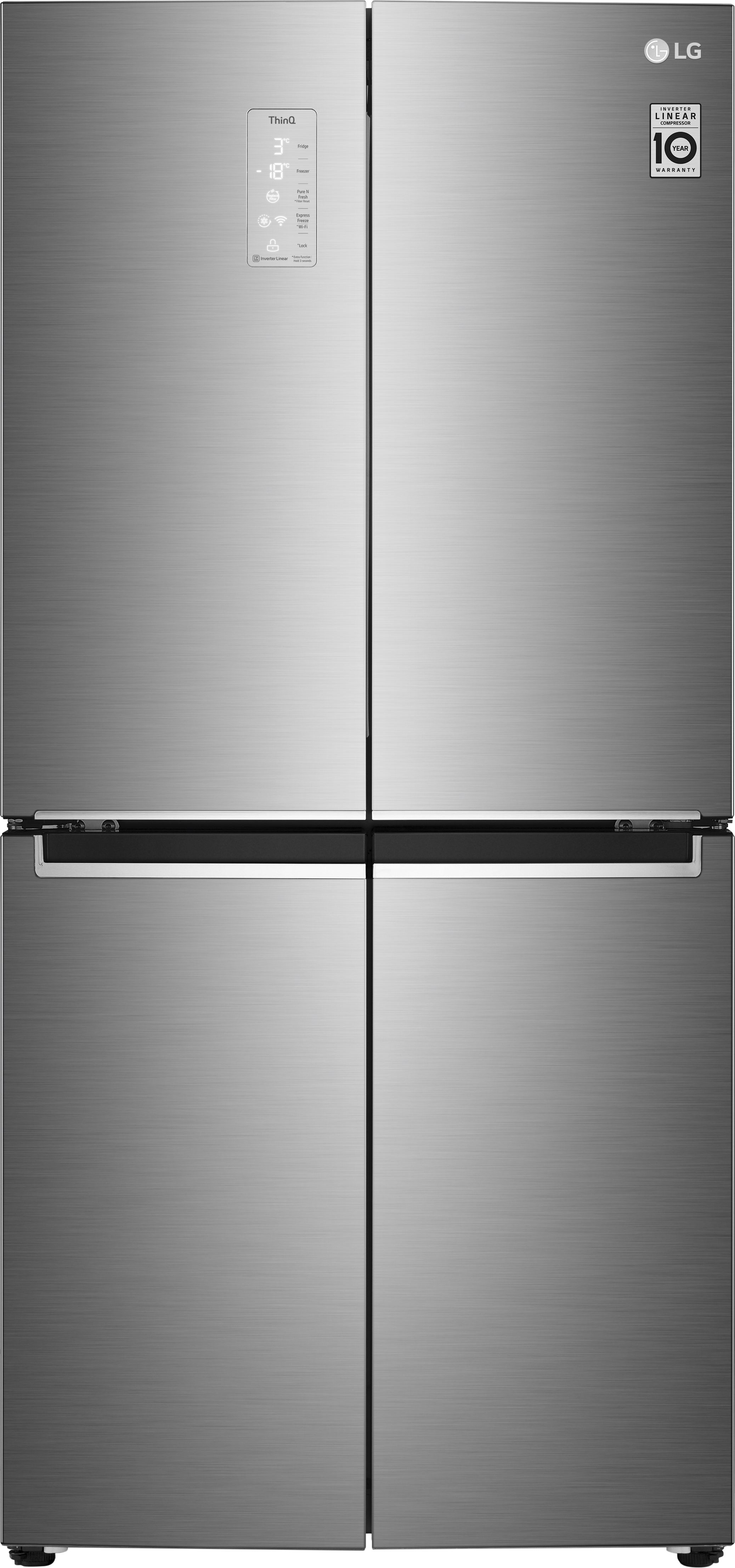 LG NatureFRESH GMB844PZ4E Wifi Connected Frost Free American Fridge Freezer - Shiny Steel - E Rated, Silver