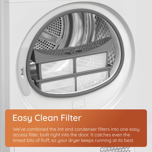 Hotpoint C HSD 84M WW UK 8Kg Heat Pump Tumble Dryer - White - annotation - easy clean filter shot