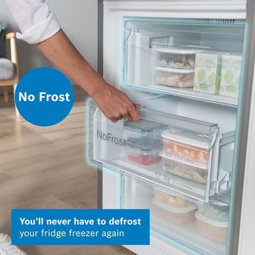 Bosch Series 4 70/30 Frost Free Fridge Freezer - Silver - Annotation - No frost shot