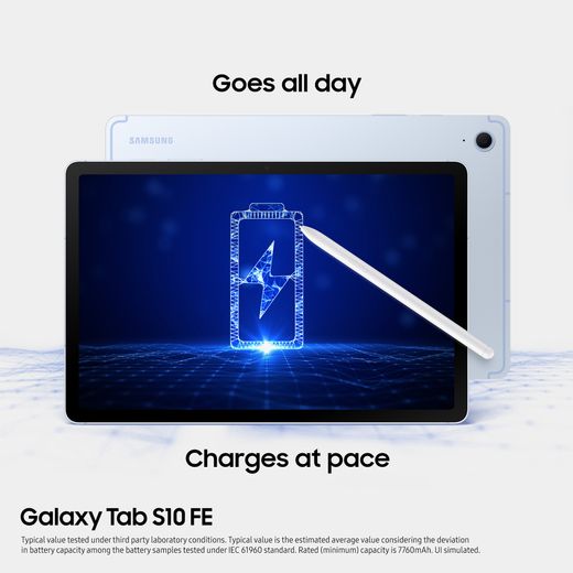 Samsung Galaxy Tab S10 FE 10.9" 256GB WiFi Tablet - Silver - Annotation - Battery
