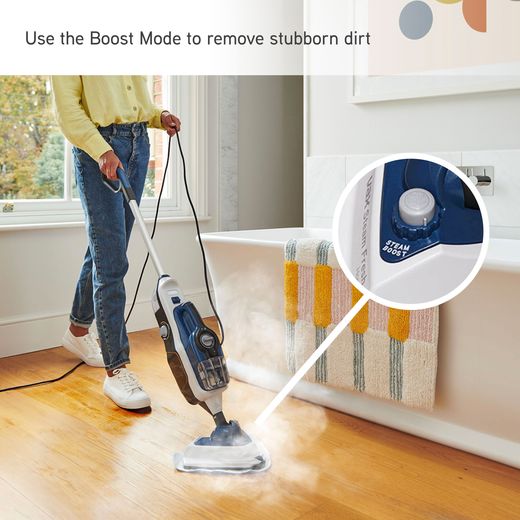 Vax Steam Fresh Home CDST-SFXS Steam Mop with up to 15 Minutes Run Time - Navy Blue - Annotation -  Boost mode shot
