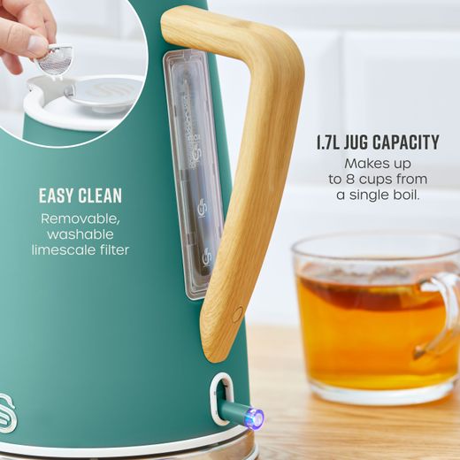 Swan Nordic SK14610GREN Kettle - Green - Annotation - Easy clean and capacity shot
