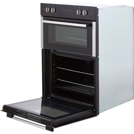 Hoover H-OVEN 300 Built In Electric Double Oven - Black / Stainless Steel - Bottom door open