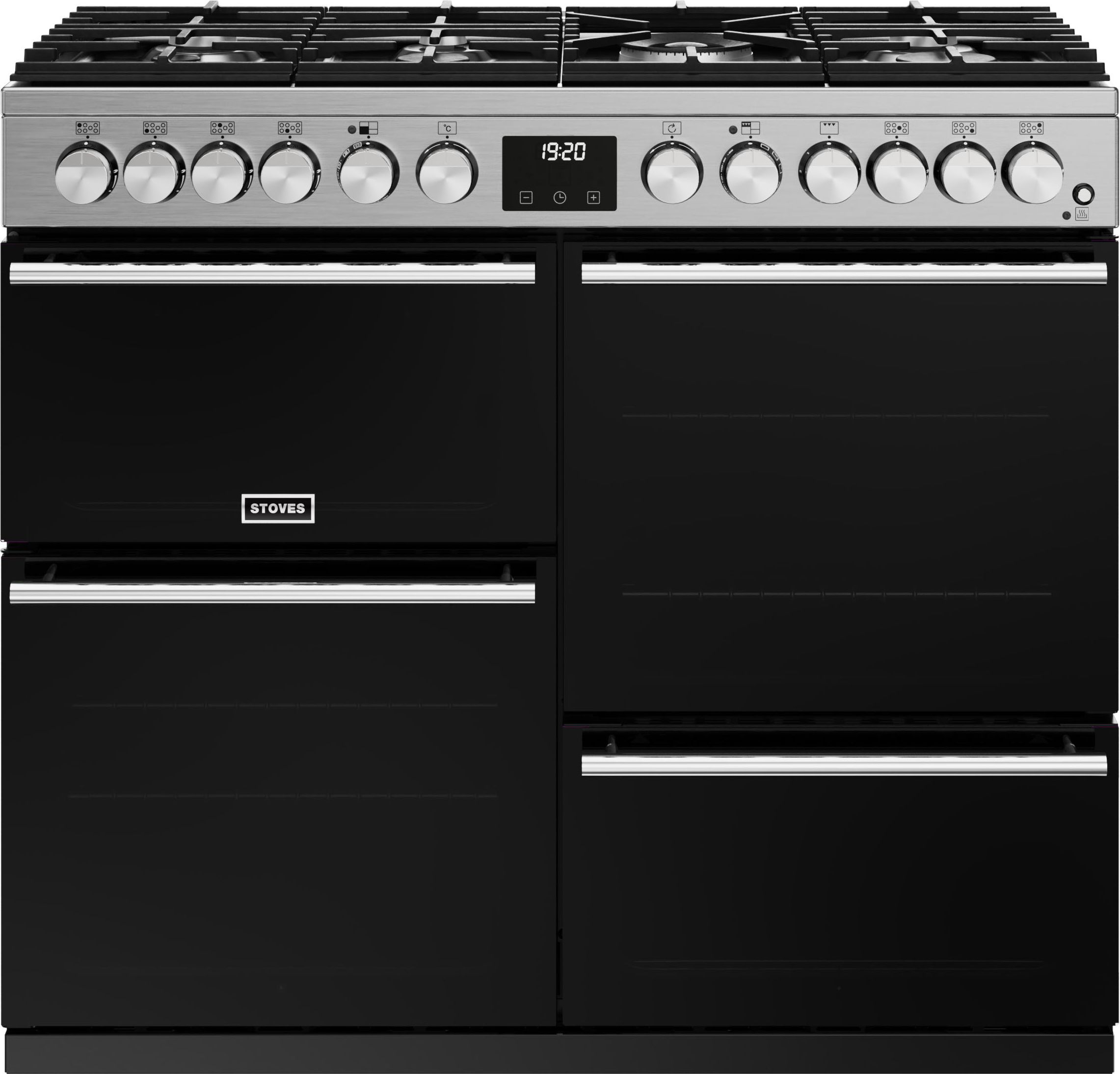 Stoves Precision Deluxe ST DX PREC D1000DF SS 100cm Dual Fuel Range Cooker - Black / Stainless Steel - A Rated, Black
